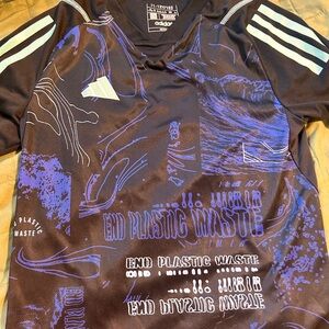 Adidas Youth 11-12 Black and Blue Parley End Plastic Waste Jersey